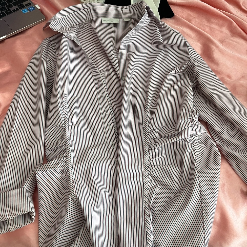 New York & Company Purple Striped Shirt